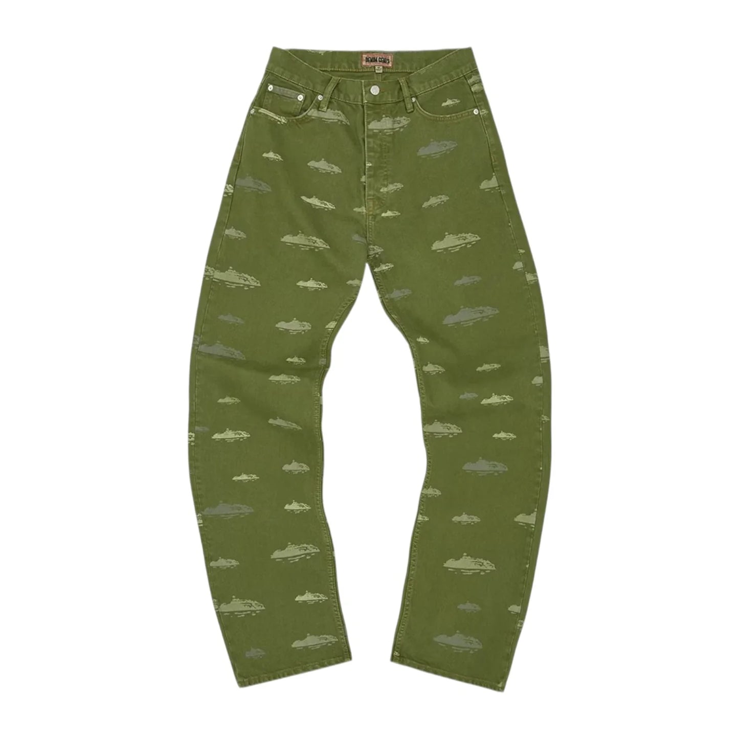 Corteiz Alcatraz Pattern Denim Jeans "Khaki"