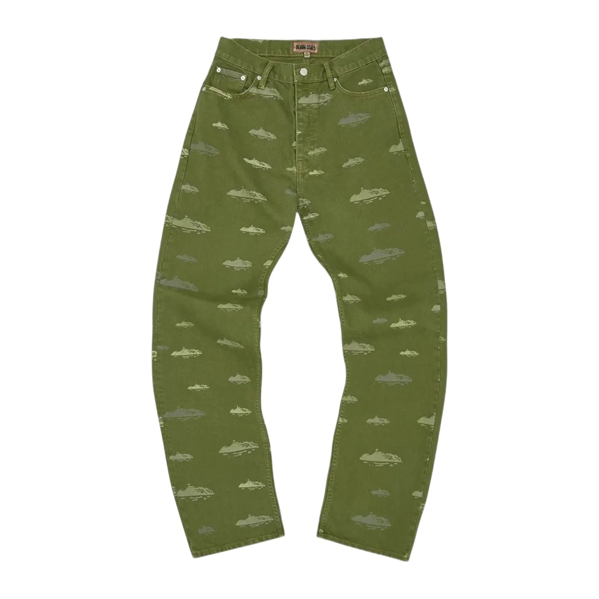 Corteiz Alcatraz Pattern Denim Jeans "Khaki"