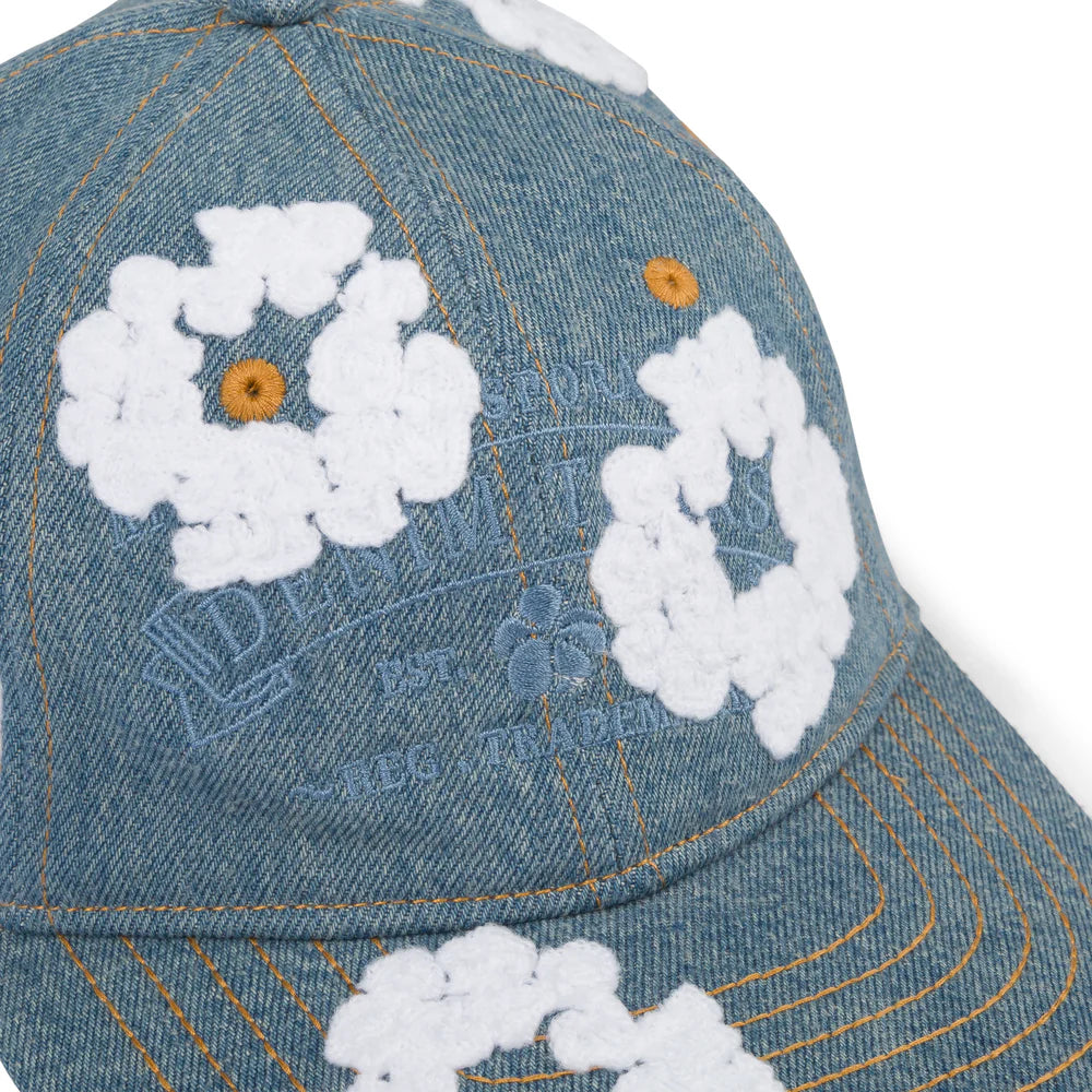 Demin Tears Denim Cotton Wreath Cap Light Wash