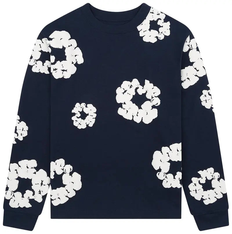 Cotton Wreath Long Sleeve Navy