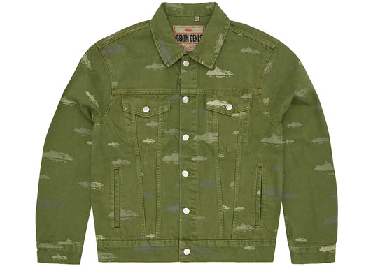 Corteiz Alcatraz Pattern Denim Jacket "Khaki"