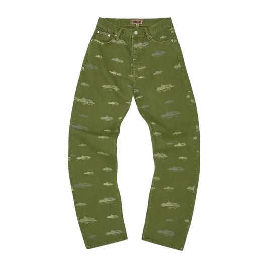 Corteiz Alcatraz Pattern Denim Jeans "Khaki"