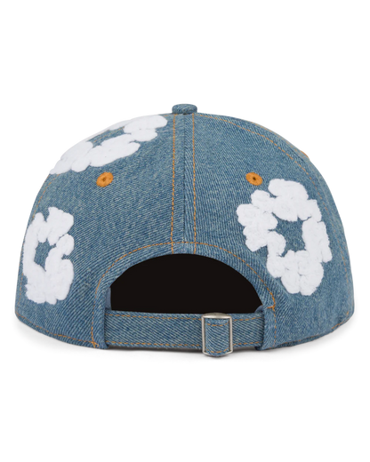 Demin Tears Denim Cotton Wreath Cap Light Wash