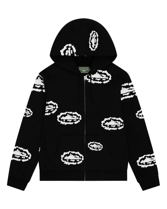 Corteiz x Denim Tears Island Wreath Zip Hoodie Black