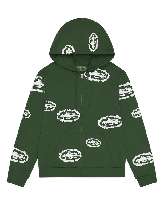 Corteiz x Denim Tears Island Wreath Zip Hoodie Green