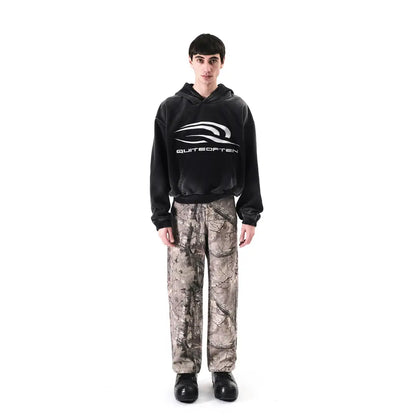 QUITEOFTEN Black Faded Logo Hoodie