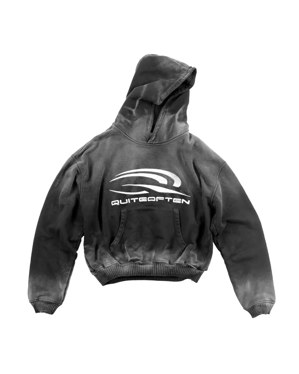 QUITEOFTEN Black Faded Logo Hoodie